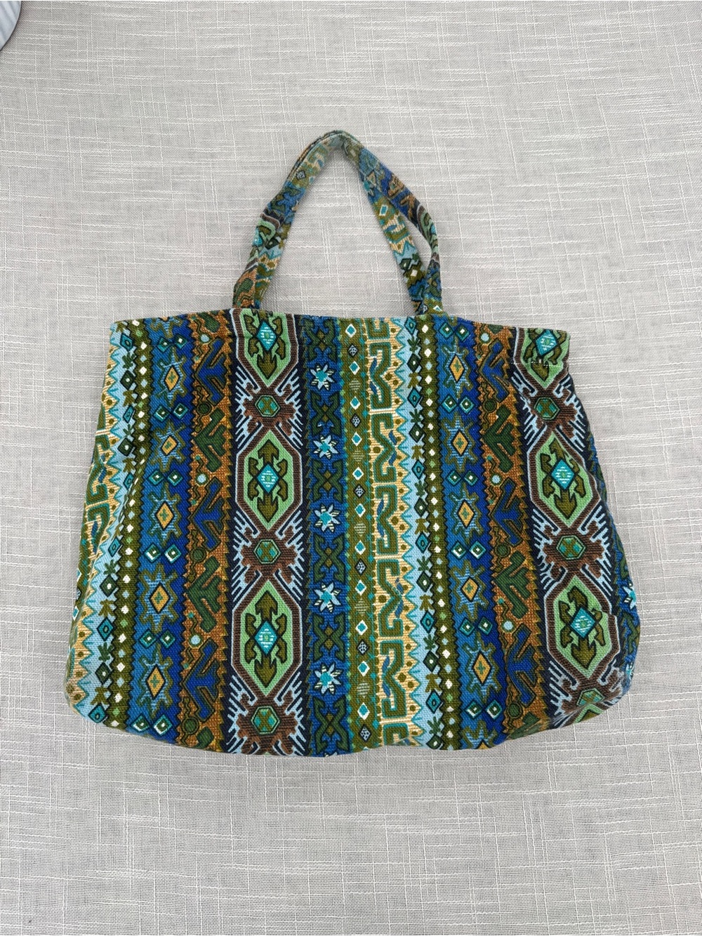 Vintage 1960s Knitility Tapestry Knitting Bag Boho Geometric Tote